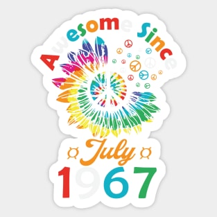 Funny Birthday Quote, Awesome Since July 1967, Retro Birthday Sticker